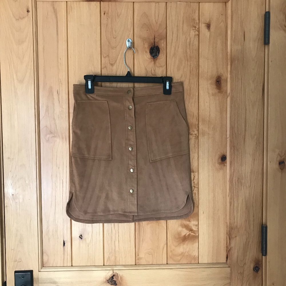 Jolt Brown Faux Suede Skirt